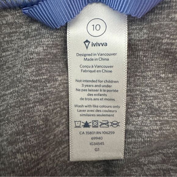 Ivivva Kids Mindful Moments Gray Long Sleeve Top Size 10 Athletic blue trim - Picture 4 of 5